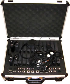 An example of a portable equipment set in a carrying case.